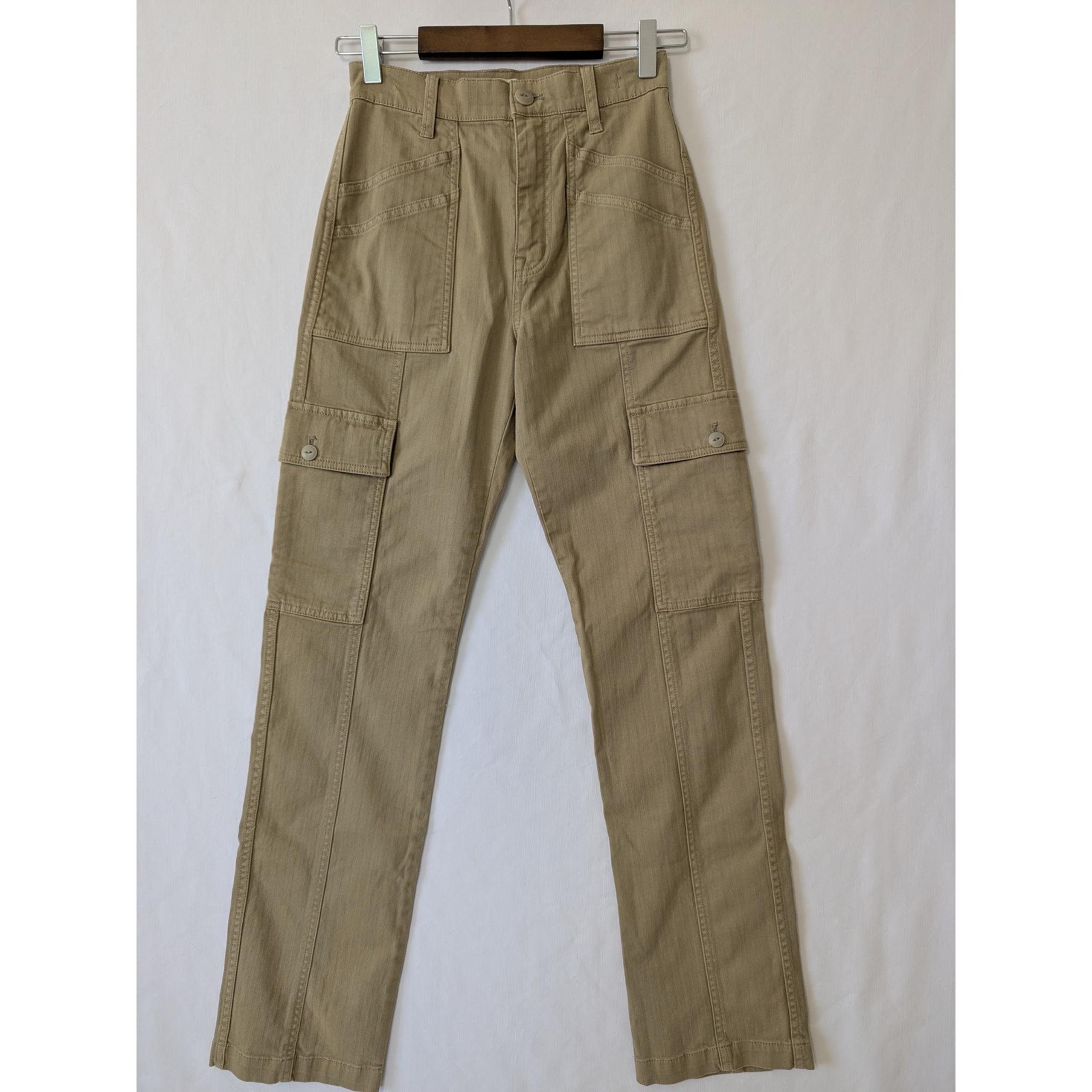 Madewell 90s Straight Cargo Pants Womens High-Rise Tan Size 23 Cotton Stretch