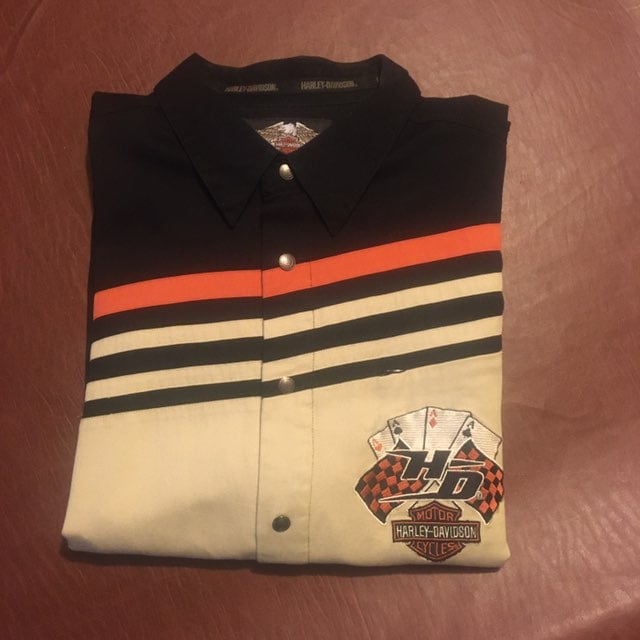 Rare Harley Poker Snap Button Shirt XL