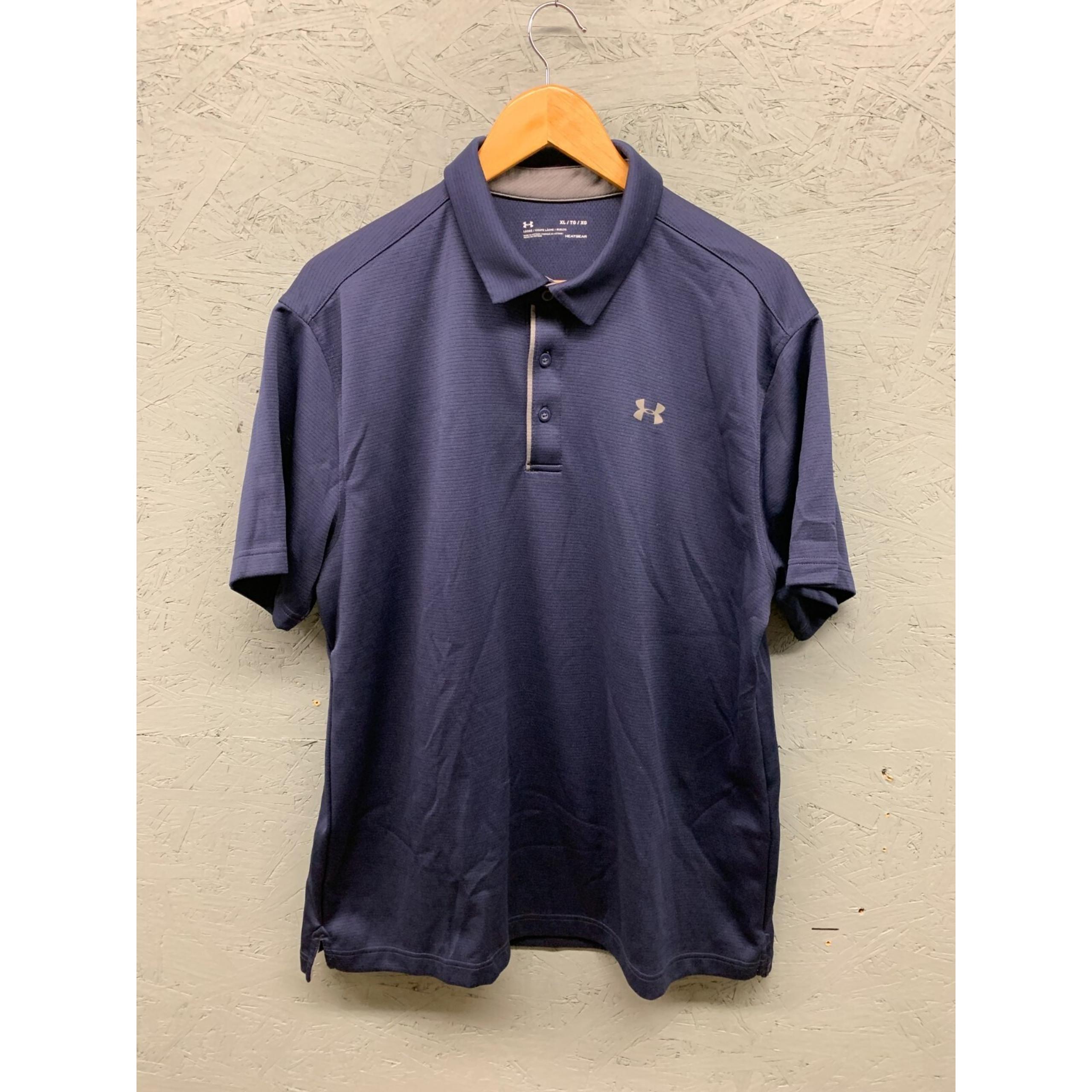 Under Armour Men's XL HeatGear Polo Shirt Navy Blue Loose Fit Golf Activewear