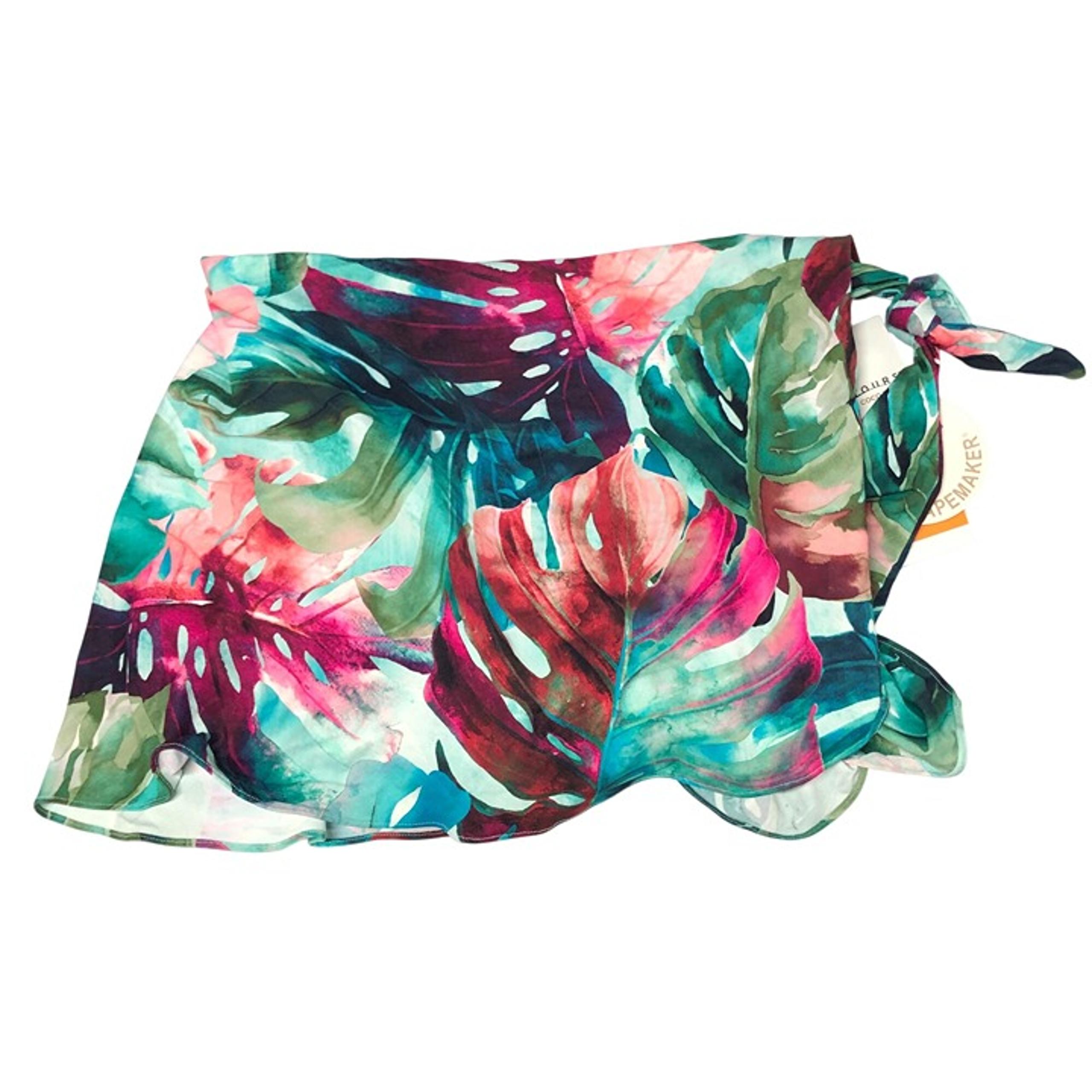 Coco Reef Halo Sarong Skirted Bikini Bottom Floral Blue Red S