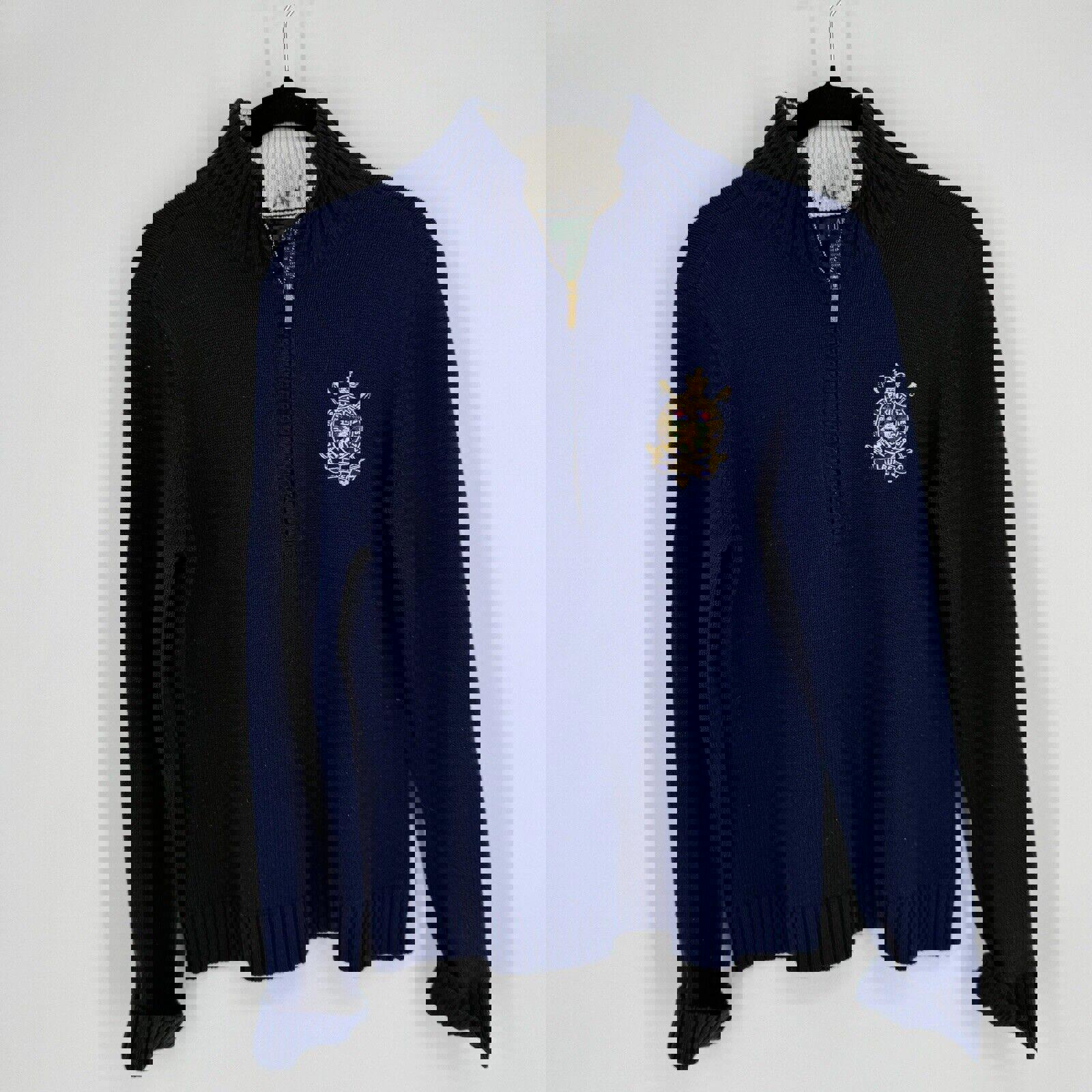 Lauren Ralph Lauren sweater womens medium M navy crest academia preppy school