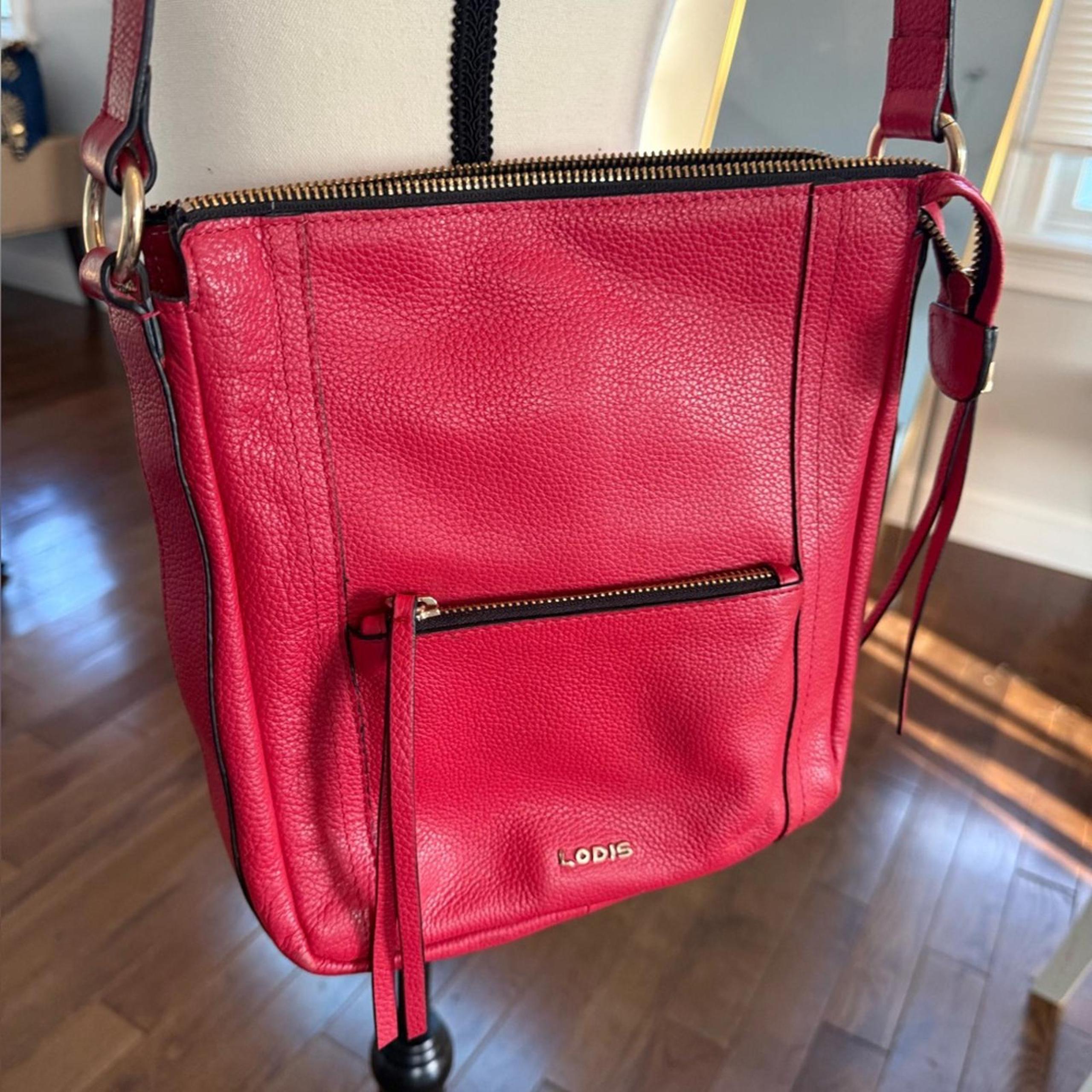 Lodis Red Genuine Leather Crossbody Bag