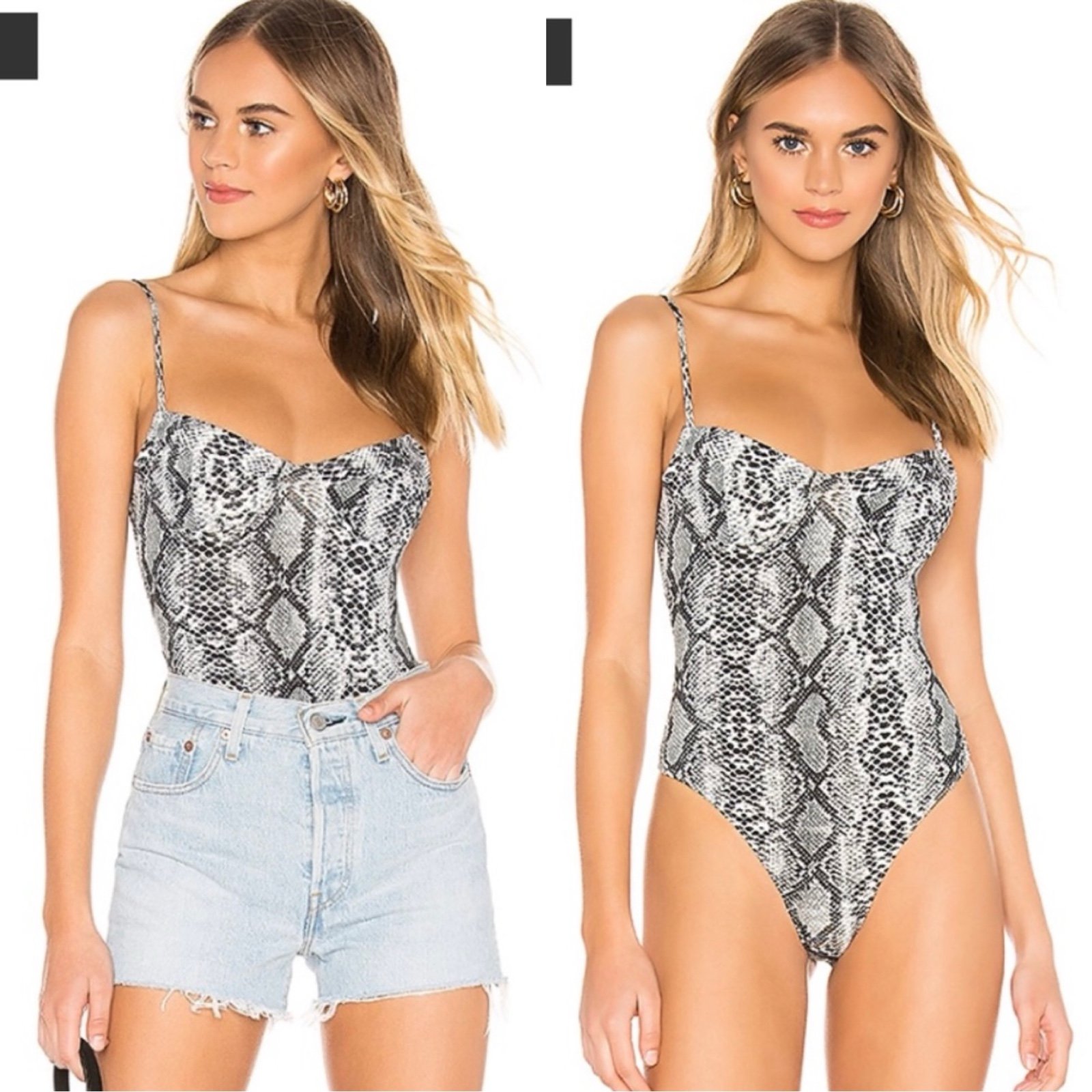 Superdown Sara Underwire Bodysuit Adjustable Straps White Snake S NWT New
