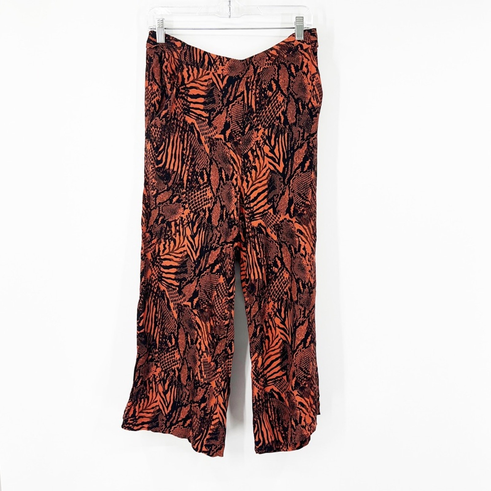 Wilfred Aritzia High Rise Printed Cropped Tie Back Pull On Pants