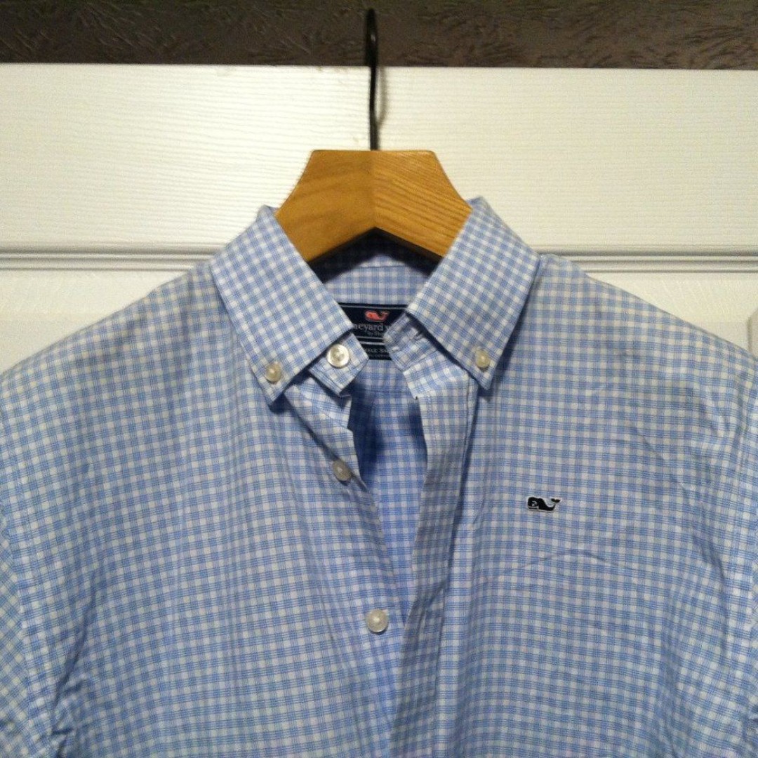 VINEYARD VINES TEENAGE BOYS PRE-OWNED BLUE 100%COTTON CASUAL SHIRT SIZE: XL(20)