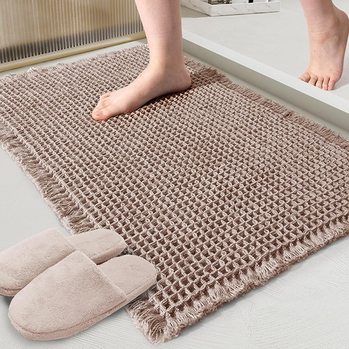 Bath Mat,Super Absorbent Non Slip Bathroom Rug,Brown 18x30inch