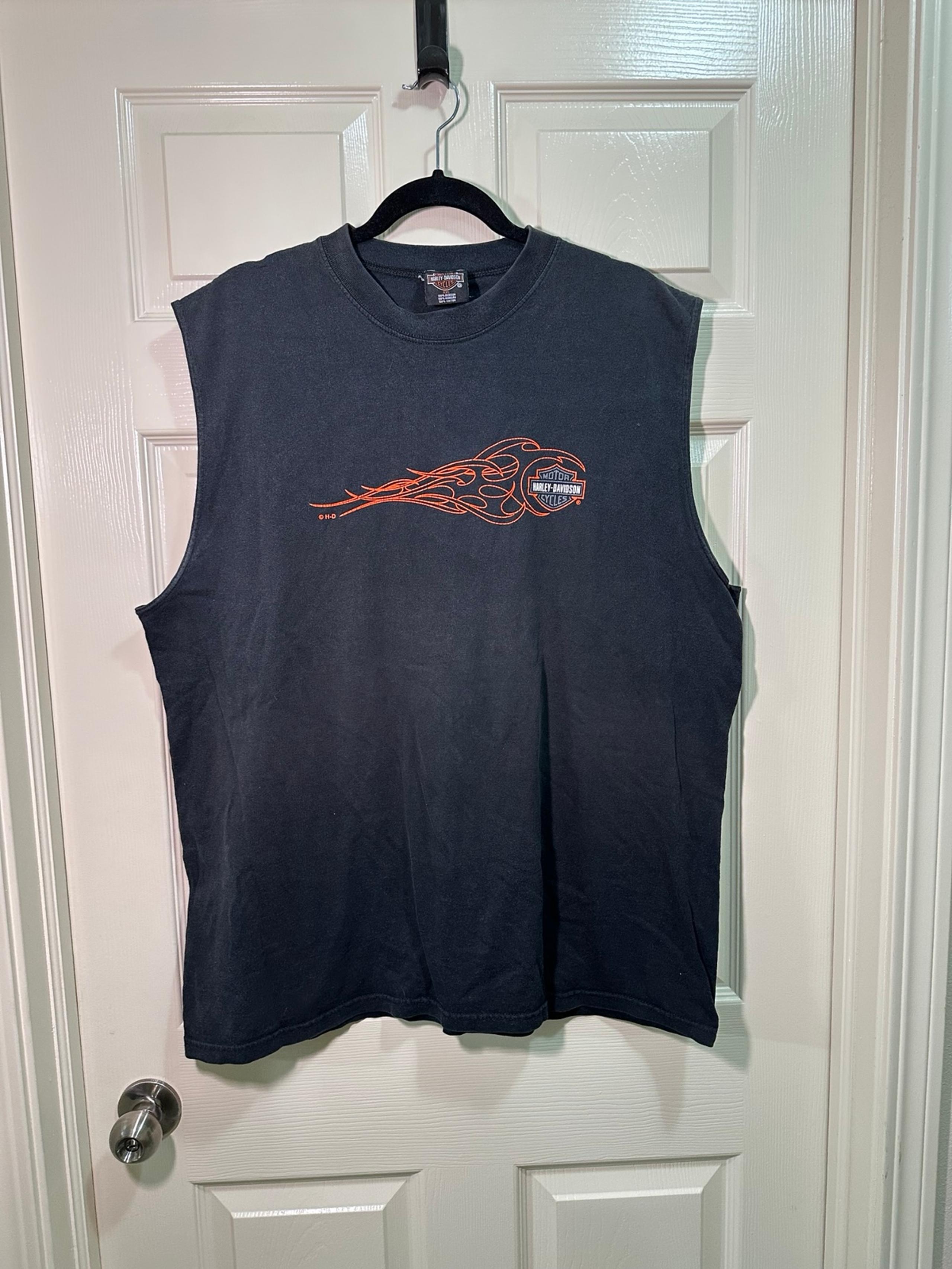 HARLEY DAVIDSON Motorcycles Sleeveless T-Shirt Sz XXL Mens Black Flames Cancun