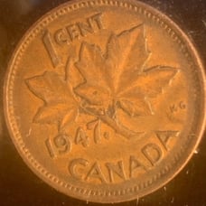 1947 Maple Leaf Penny - Error Coin - Canadian Coins