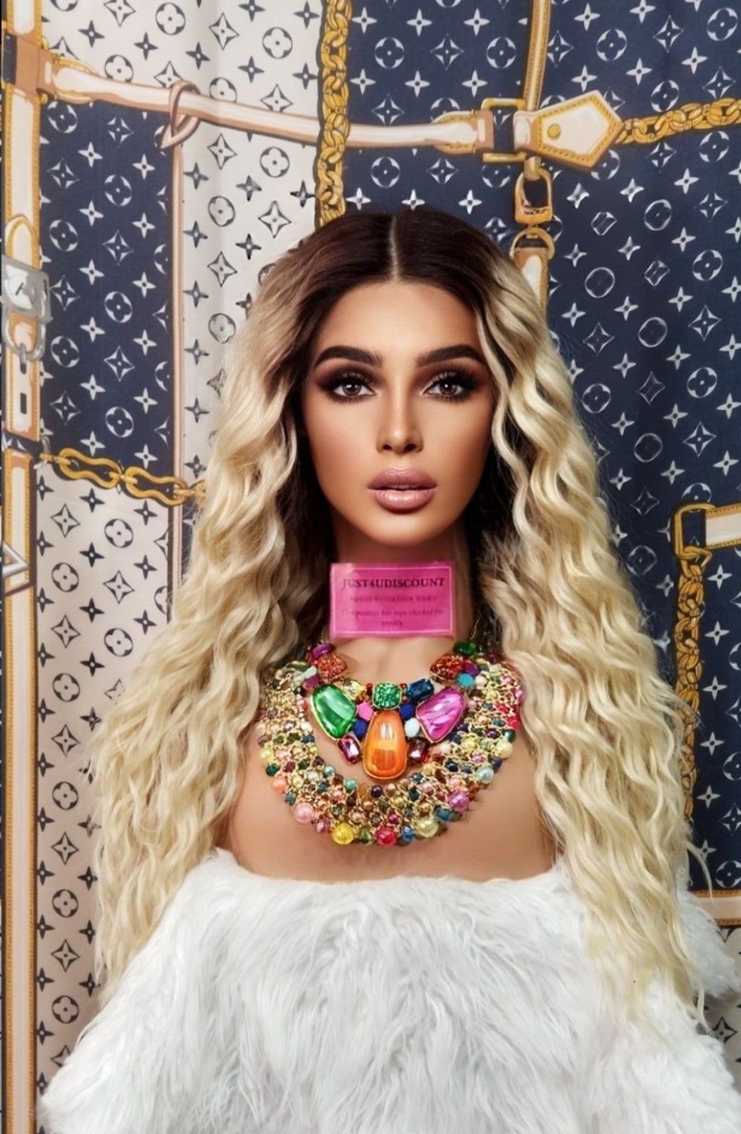 Blonde brown water wave lace front wig