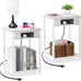 Set of 2 Gray Nightstand w/Charging Station Modern Side Table End Table