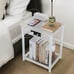 Set of 2 Gray Nightstand w/Charging Station Modern Side Table End Table