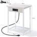 Set of 2 Gray Nightstand w/Charging Station Modern Side Table End Table