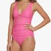 New Women's Tommy Hilfiger Dahlia Pink One Piece Swimsuit Keyhole Ring Size 16