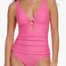 New Women's Tommy Hilfiger Dahlia Pink One Piece Swimsuit Keyhole Ring Size 16