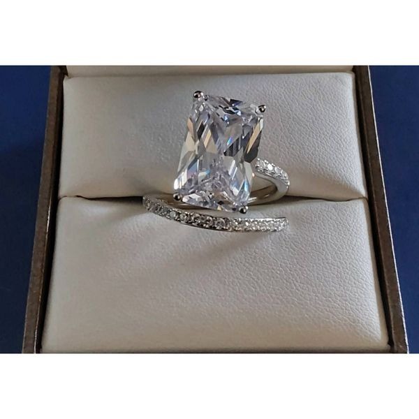 New~12.8 Ct Radiant & Round Cut Sim Diamond Wrap Around Bridal/Engagement Ring 8