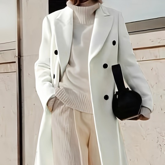Women's Clothing Double-Breasted Lapel Overcoat -bf63