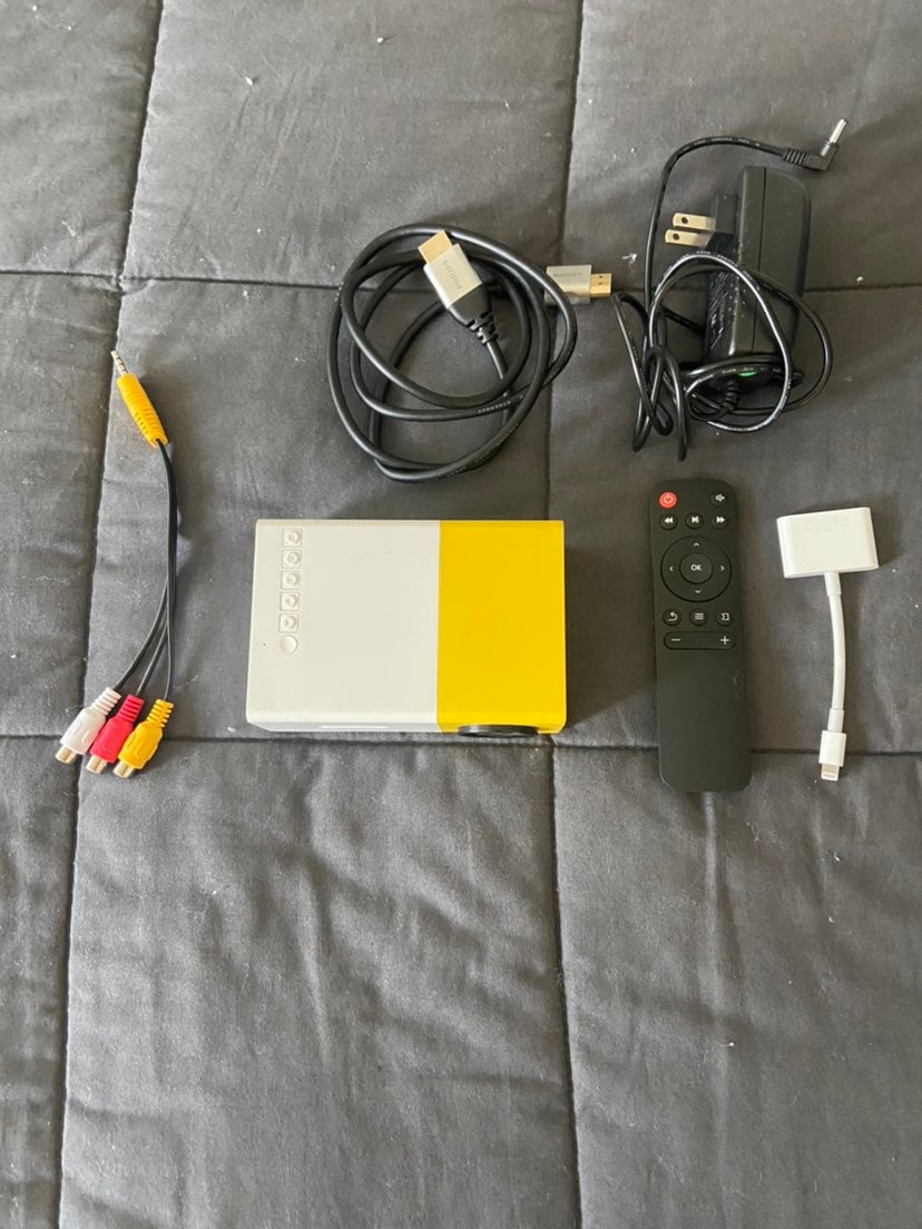 Projector with iPhone adapter