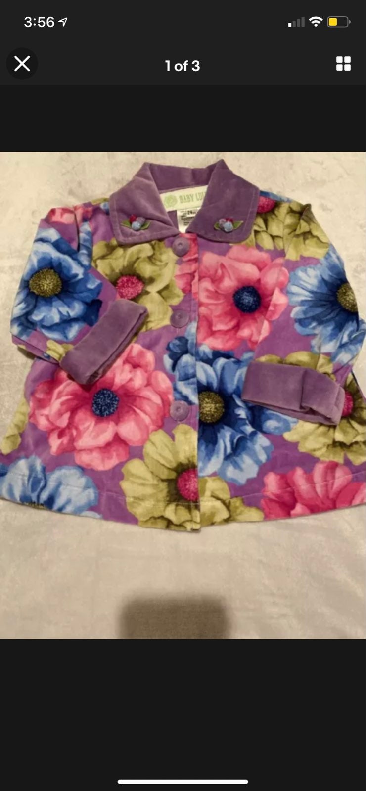 NWT New Vintage 24m months Baby Lulu Velvet Jacket