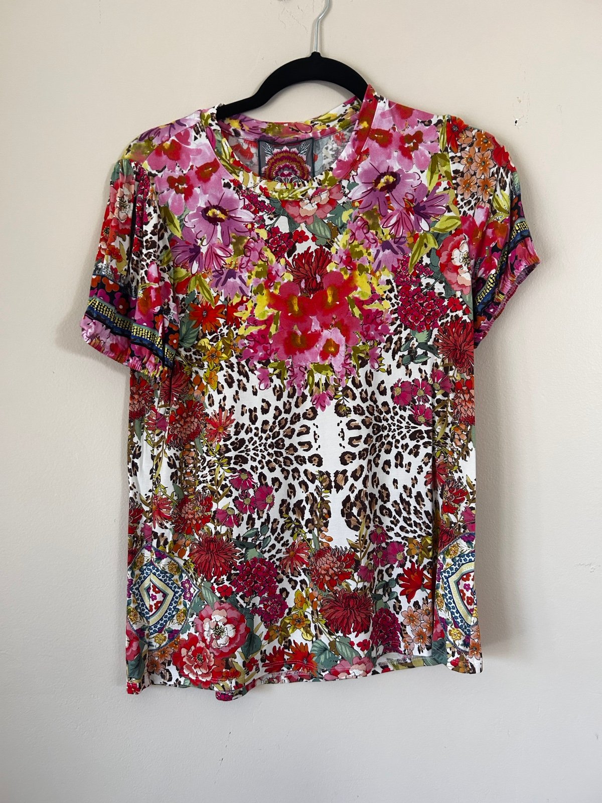 Johnny Was Women's Wild Garden Puff Sleeve Knit Tee T-Shirt