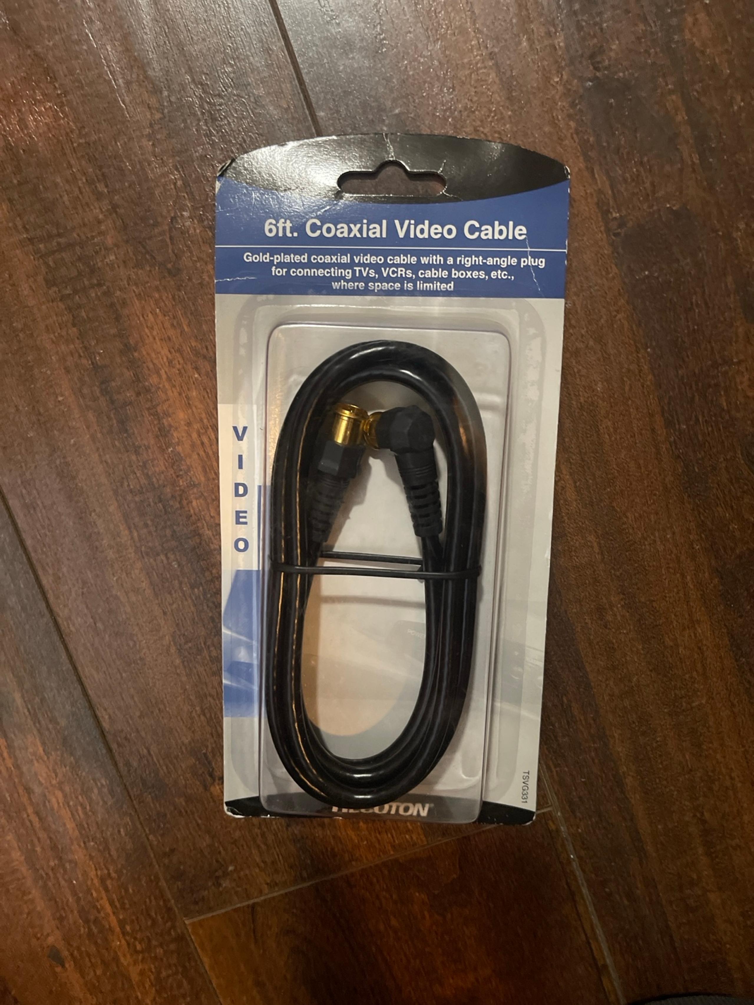 6 ft. Coaxial Video Cable Gold Plated right angle plug new