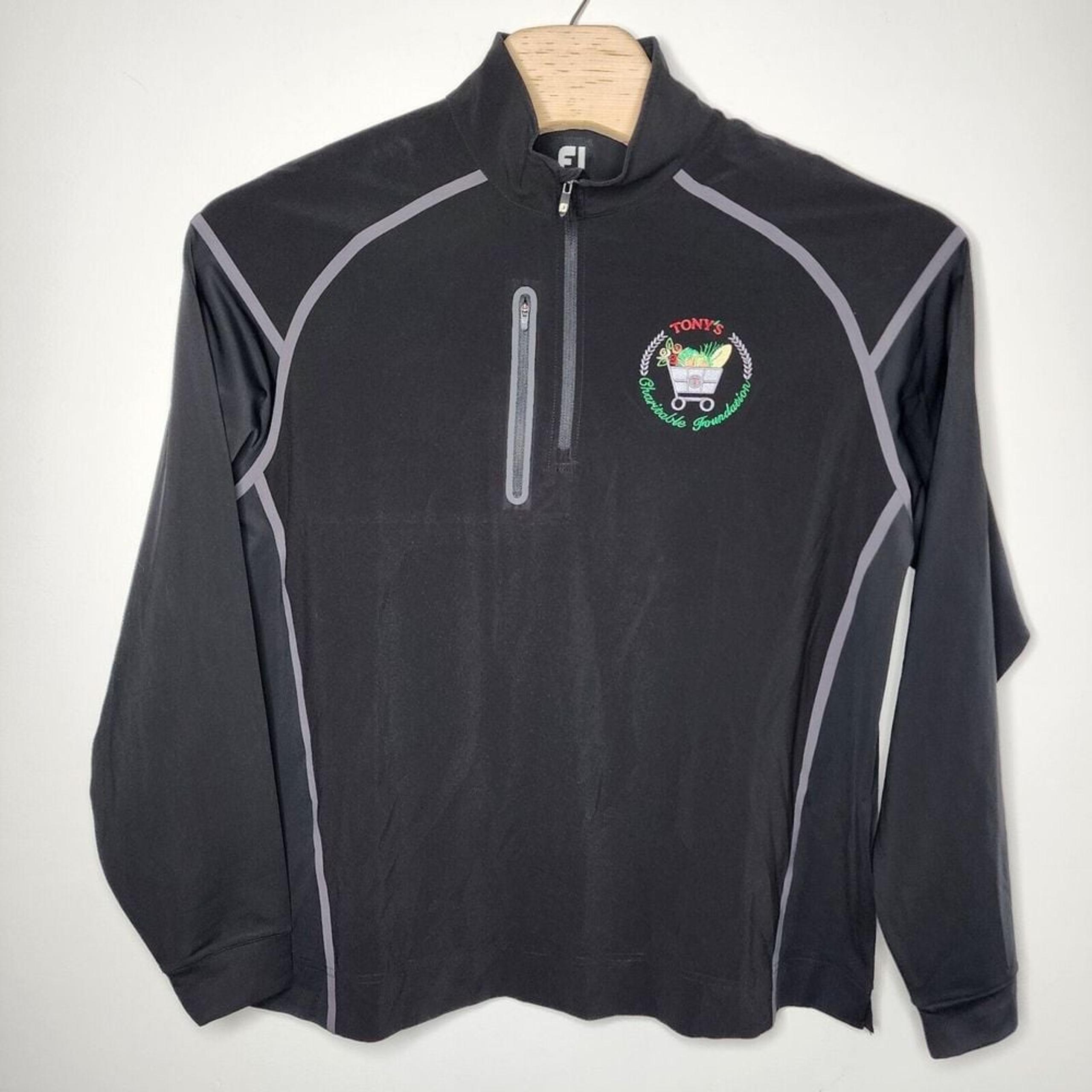 FootJoy FJ Jacket Mens XL Black Windbreaker 1/4 Zip Pullover Golf Stretch Active