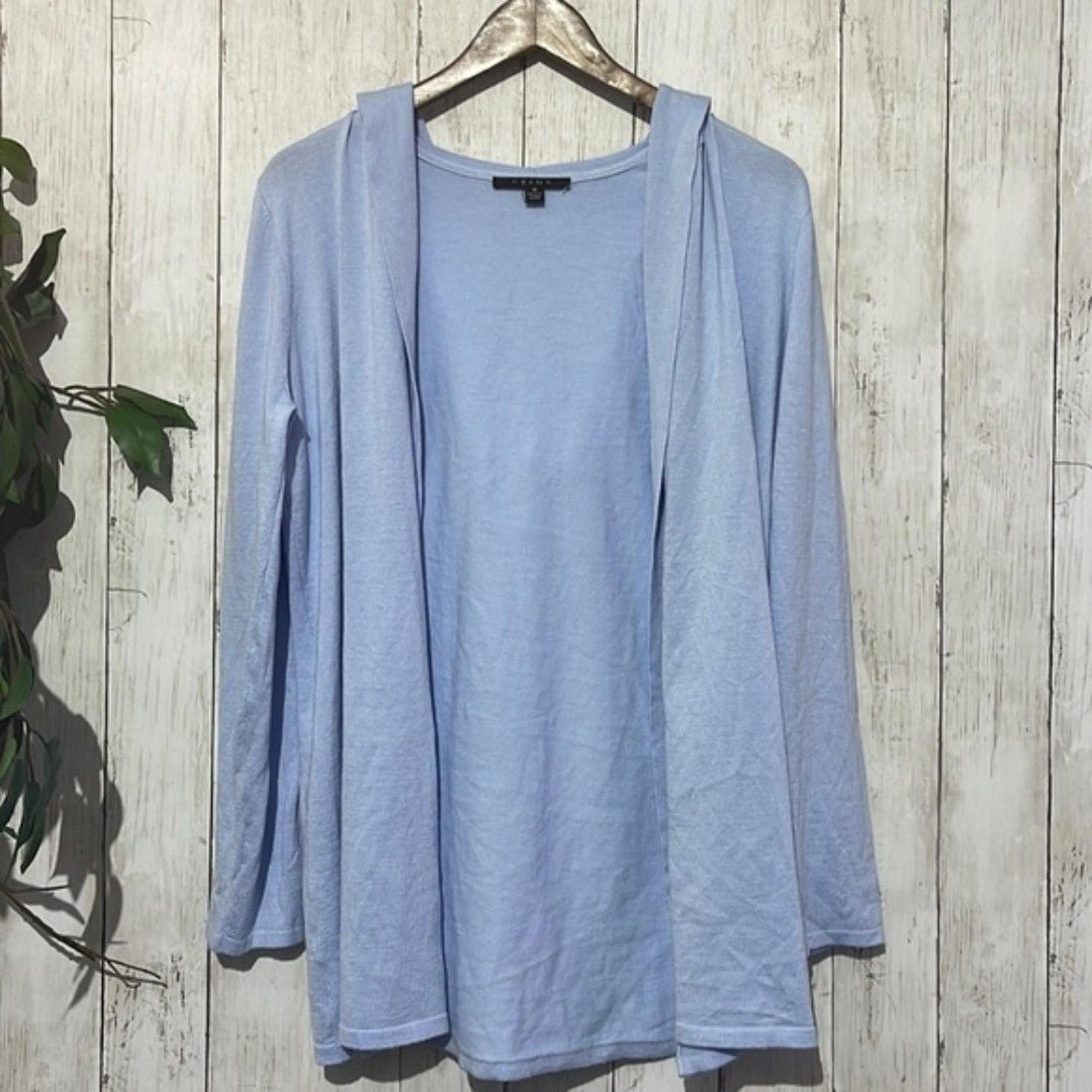 Cyrus Hooded Open Front Cardigan Blue size Medium