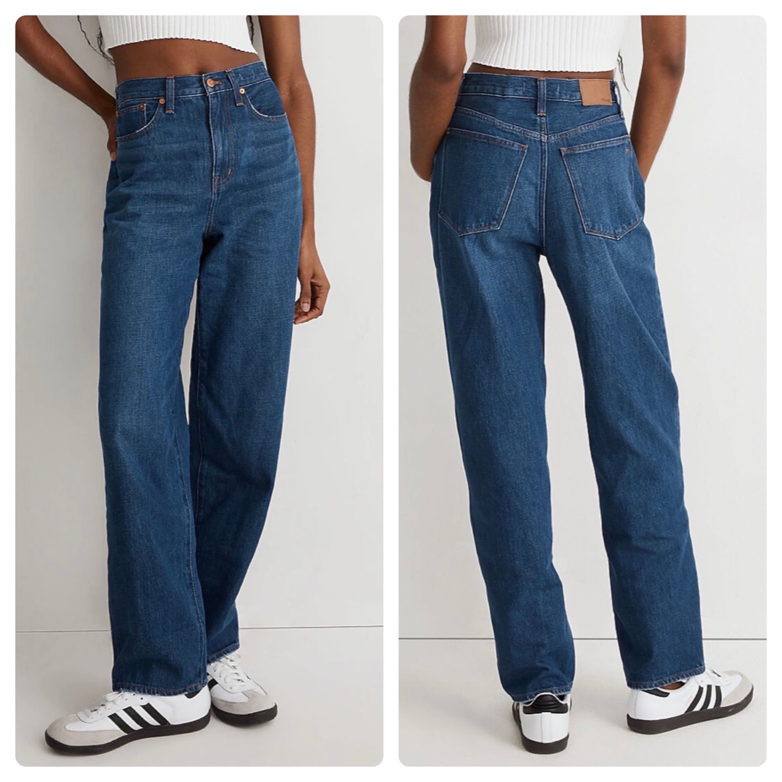 NEW Size 31 Madewell Baggy Straight Leg High Rise Jeans in Dark Worn Indigo Wash
