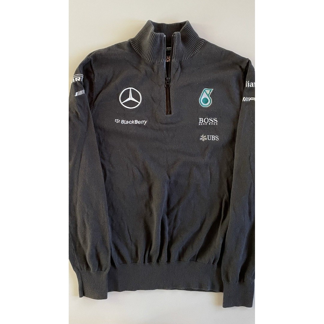 Mercedes AMG Petronas Formula 1 Racing Team Mens Gray 1/4 Zip Sweater Size Small