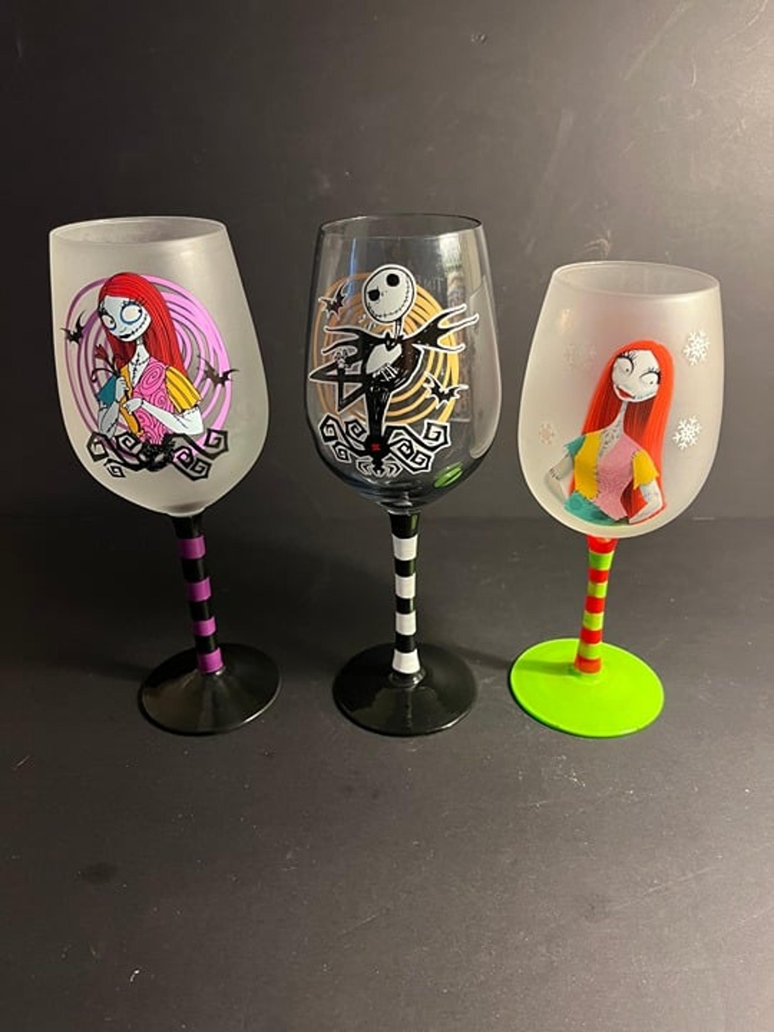 Nightmare Before Christmas Goblet Wine Glasses - 3 piece set
