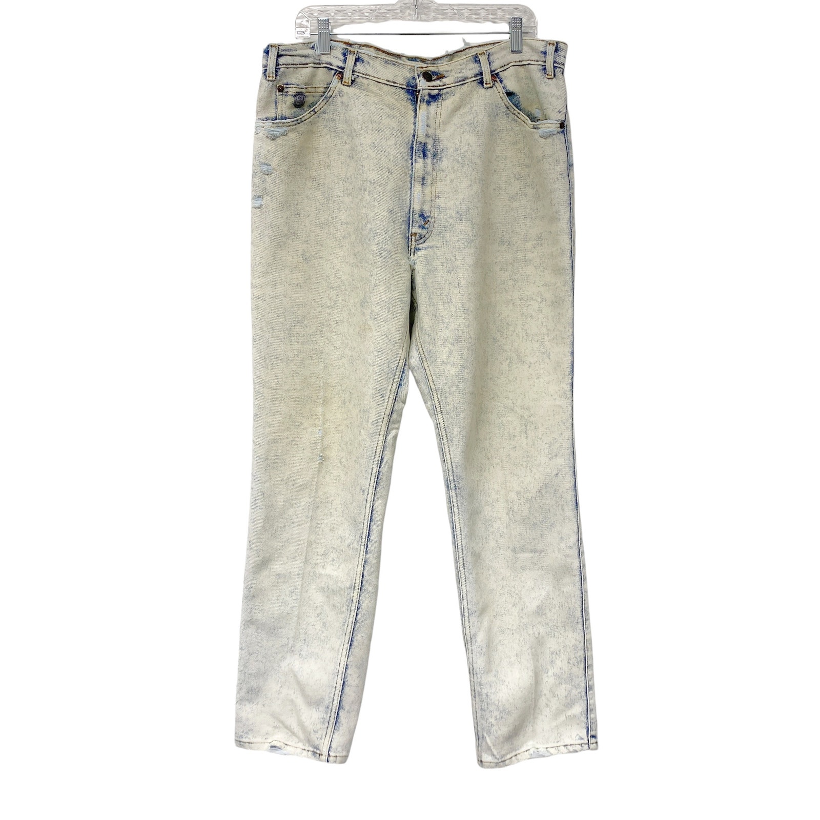 Vintage Levis Mens Size W38 L30 Silver Medal Light Acid Wash Distressed Jeans