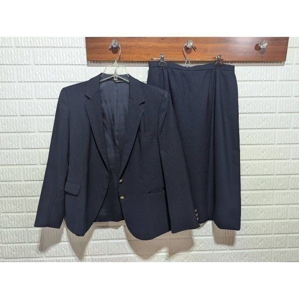 Jacobson's Women's Navy Blue Wool Business Skirt Suit Set Size 16/18