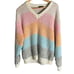Stine Goya Jodi Moss Knit V-Neck Sweater Colorblock Stripe Size S