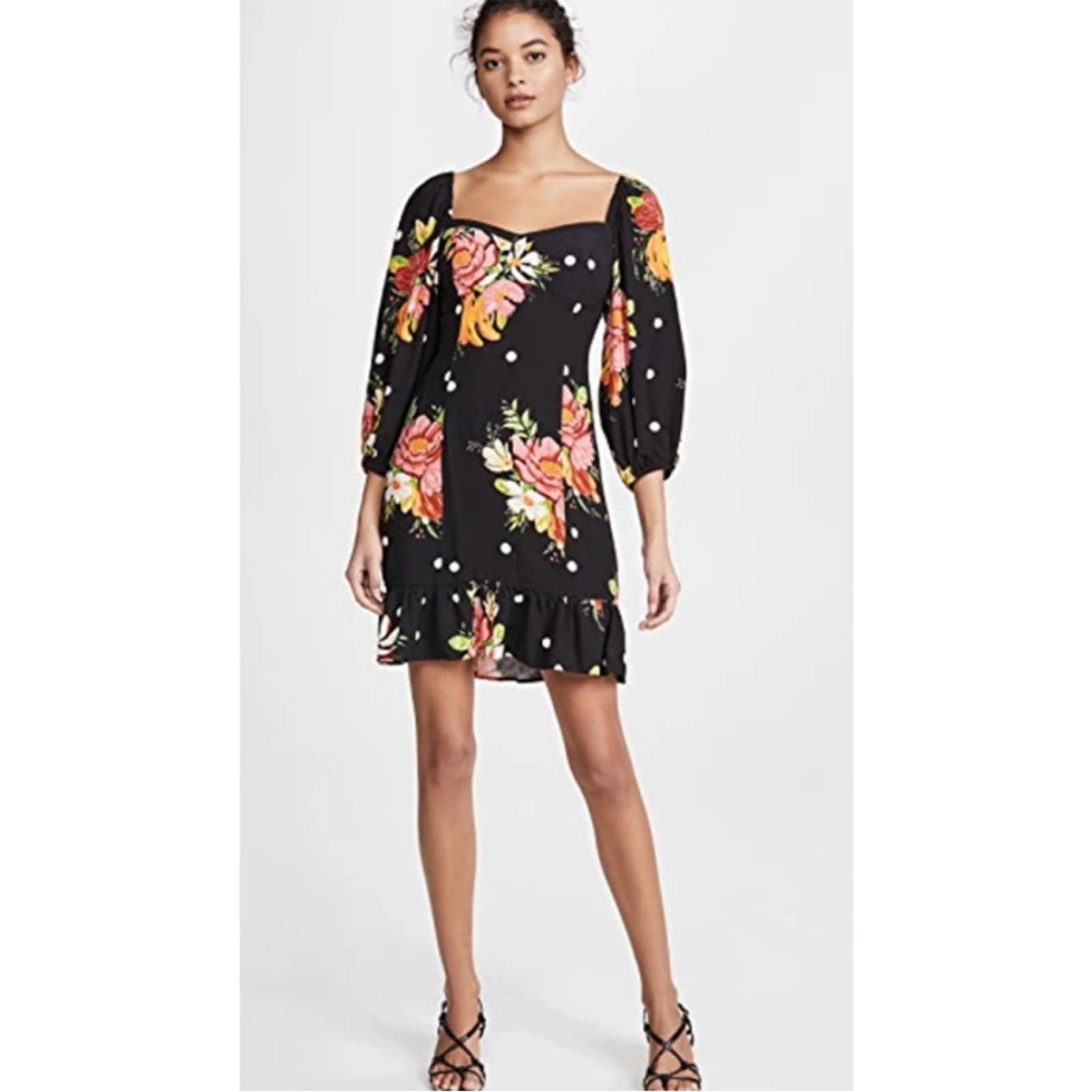 Farm Rio Nanaju Floral Mini Dress in Black Multi
