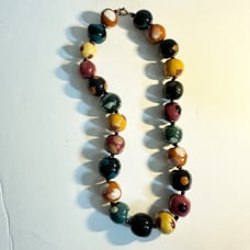 Unique Rare Chunky Beaded Necklace Luxury Heavy Resort Wear Jewelry Earth Tones