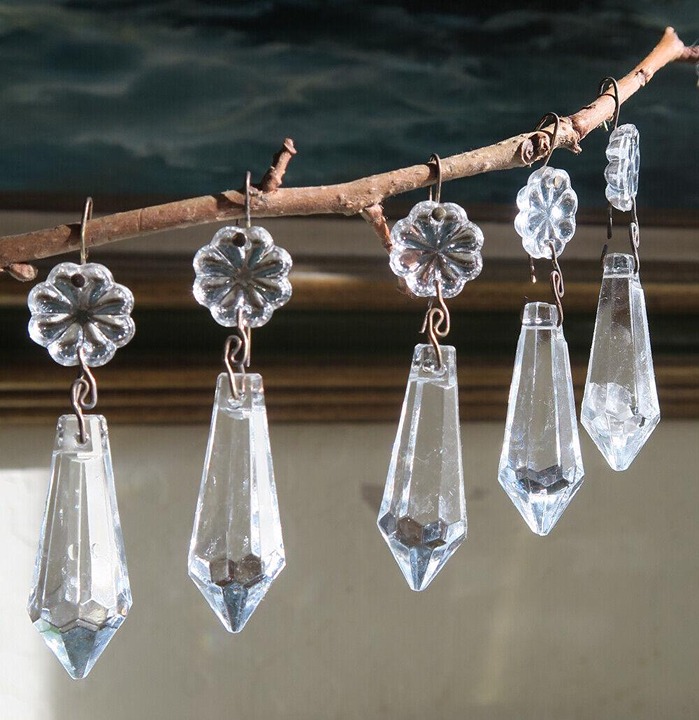 24 vintage flower U-drop beaded Italy Crystal Glass Prism Lamp Chandelier Part