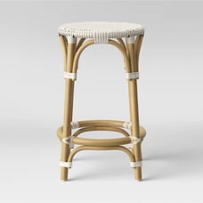 Perry Rattan Backless Woven Counter Height Barstool Cream - Threshold