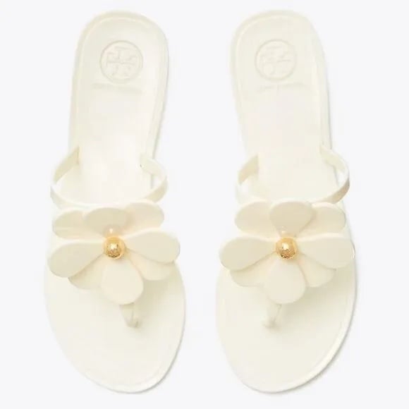 Tory Burch Tory Burch Flower Jelly Thong Ivory Sandal