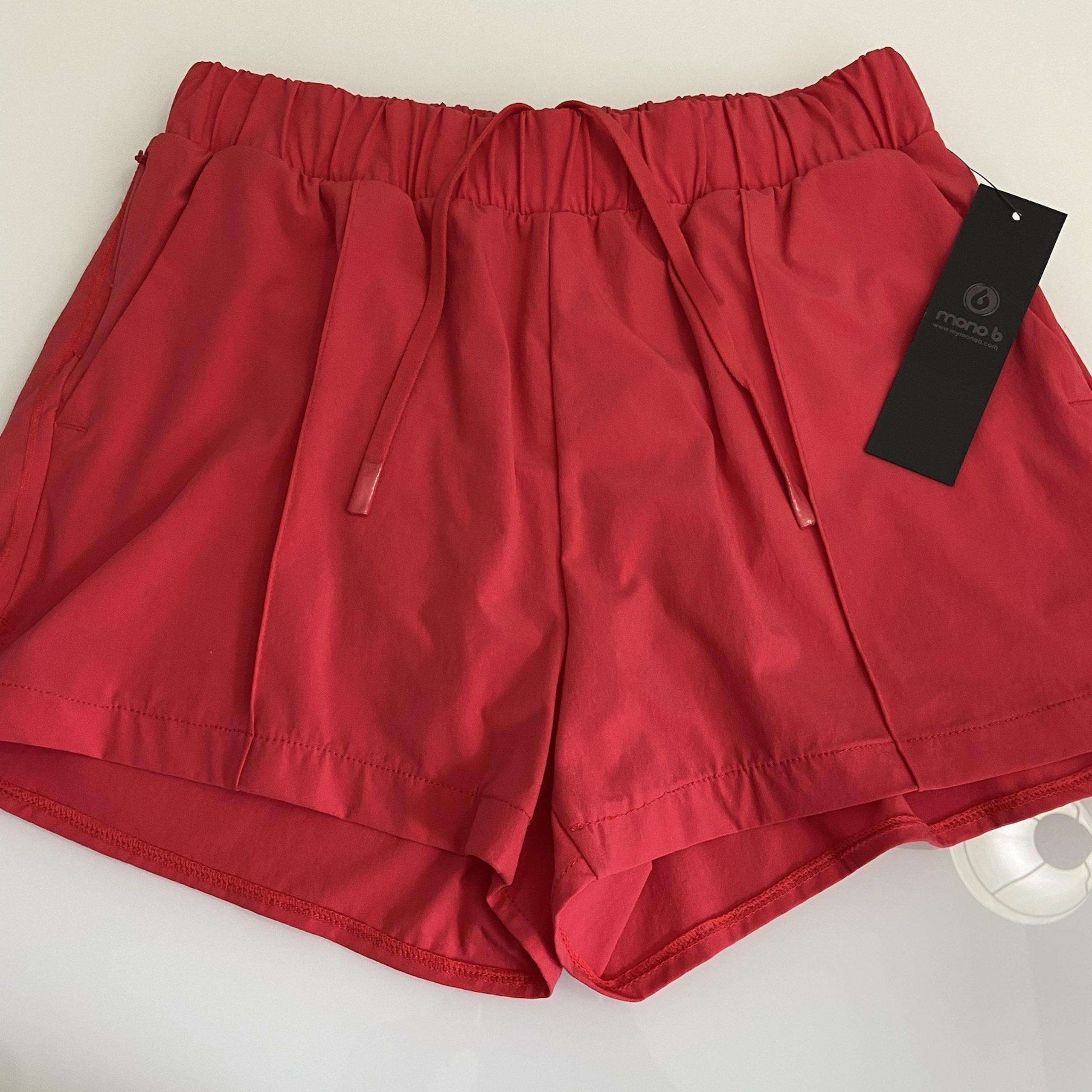 Mono B Women's L Hibiscus Athleisure Lined Shorts Running Gym Activewear Hiking