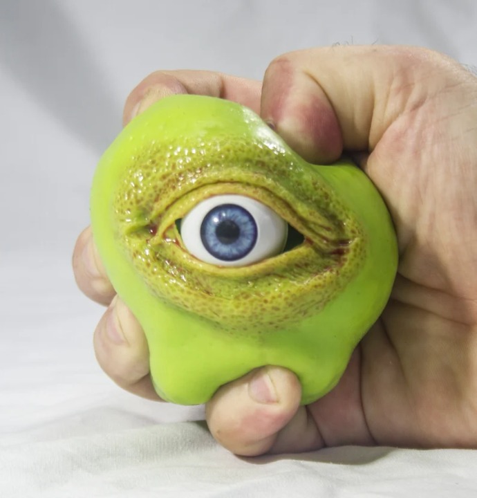Soft Silicone Apple with Eyes, Decompression Spoof Realistic Toys