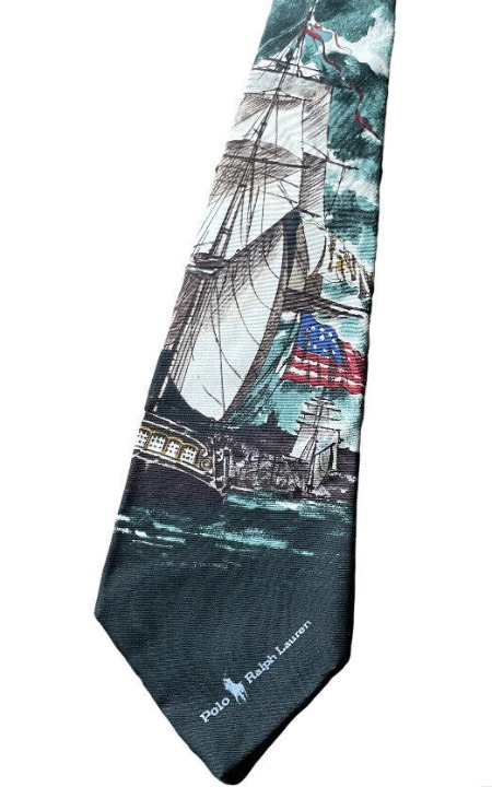 Polo Ralph Lauren Tie USS Constitution Revolution Patriotic USA Neck Tie RARE