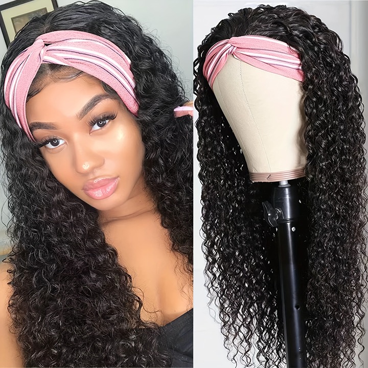 22inch Glueless Deep Curly Hair Headband Wig Brazilian Human Hair Wigs