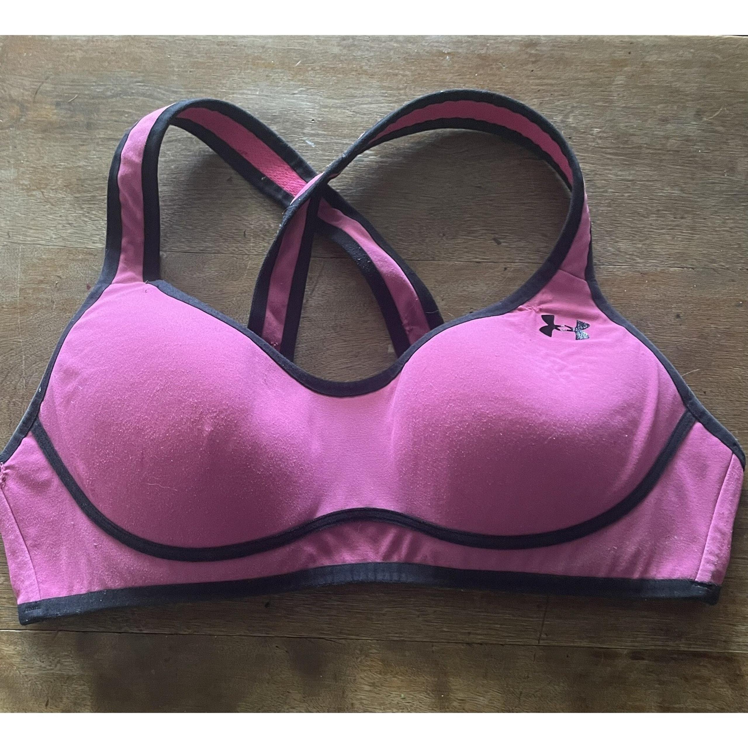 Under Armour Womens Activewear Compression Crossback Sports Bra Pink Black 28B