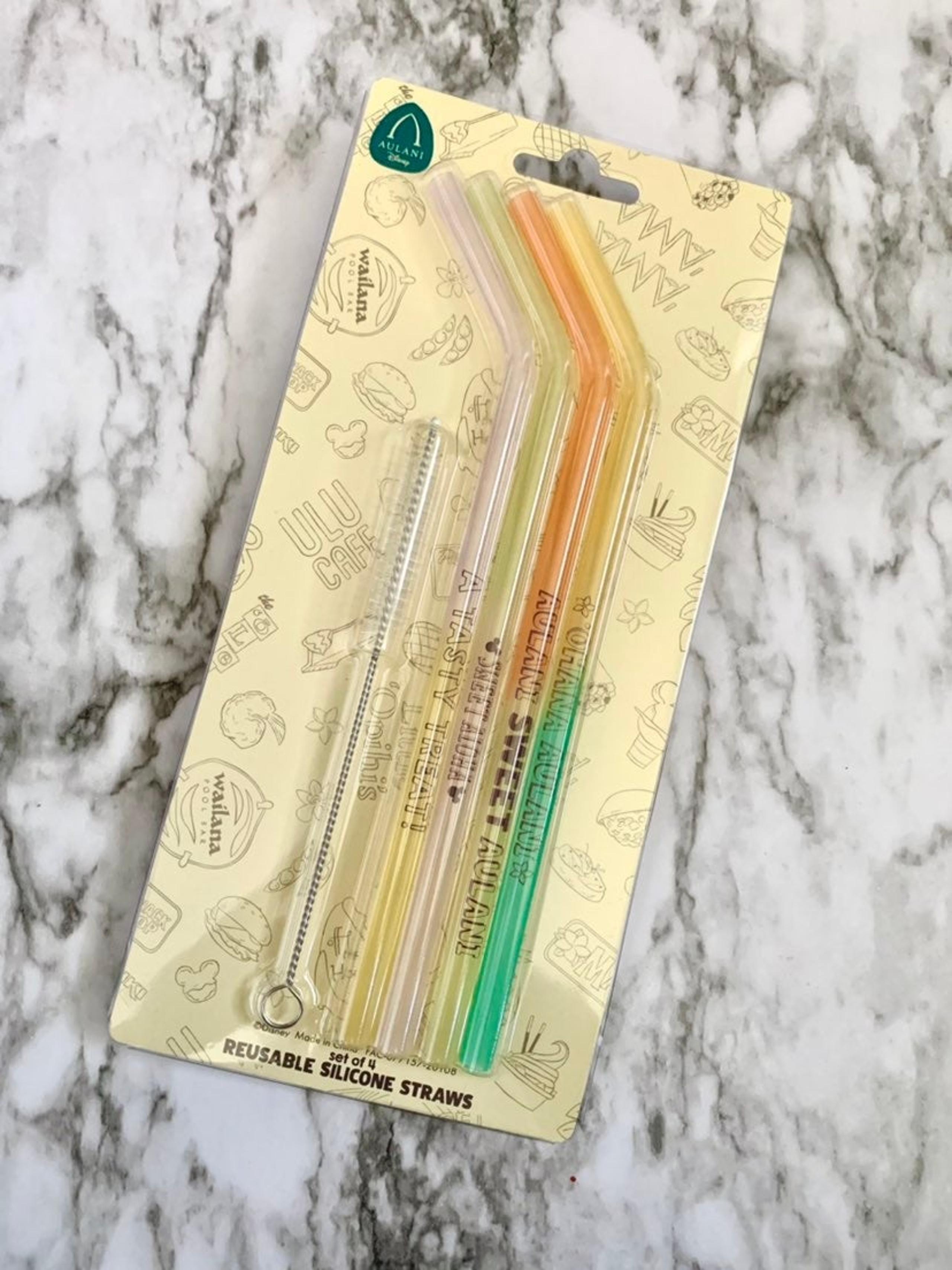 Disney Aulani Reusable Hawaii Silicone Straws & Cleaner