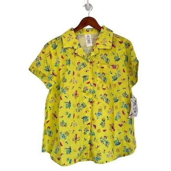 Disney Pixar Toy Story Summer Splash Collection Button Down Shirt Size M