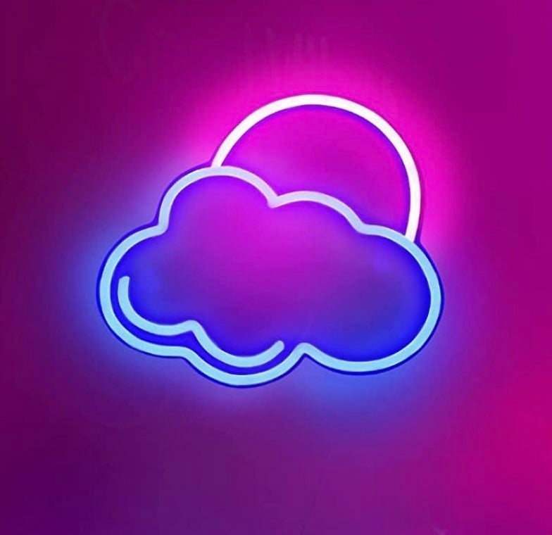 Bright Lovely Pink & Blue Full Moon & Cloud LED Light Room Decoration
