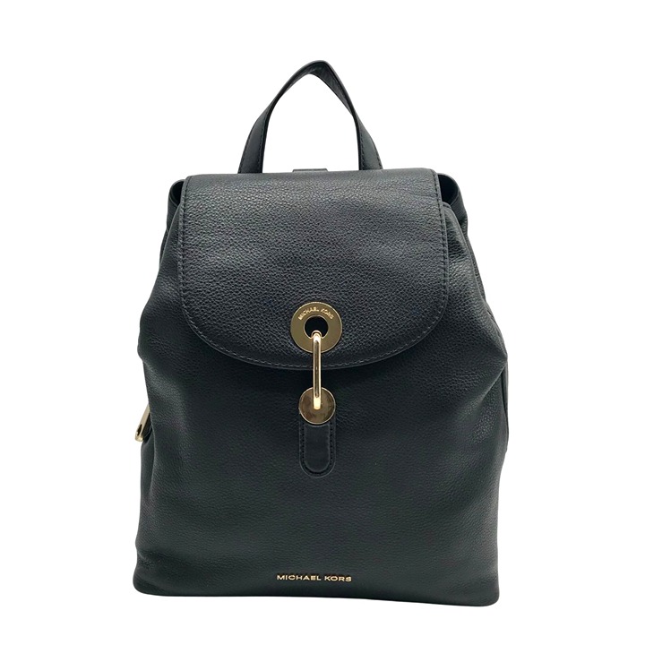 Michael Kors Black Pebbled Leather Raven Medium Backpack