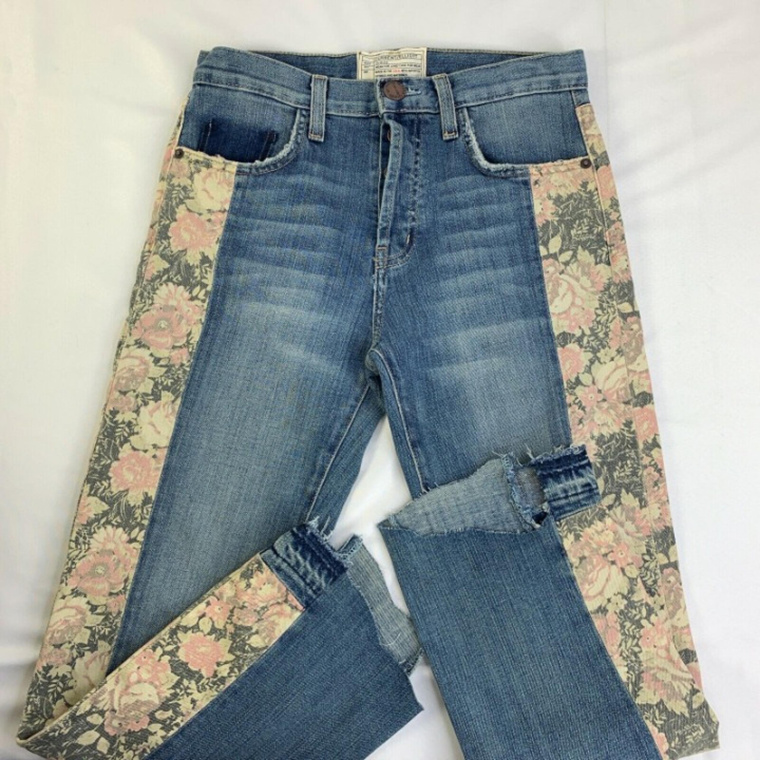 Current/Elliott Uneven Seam Jeans Floral