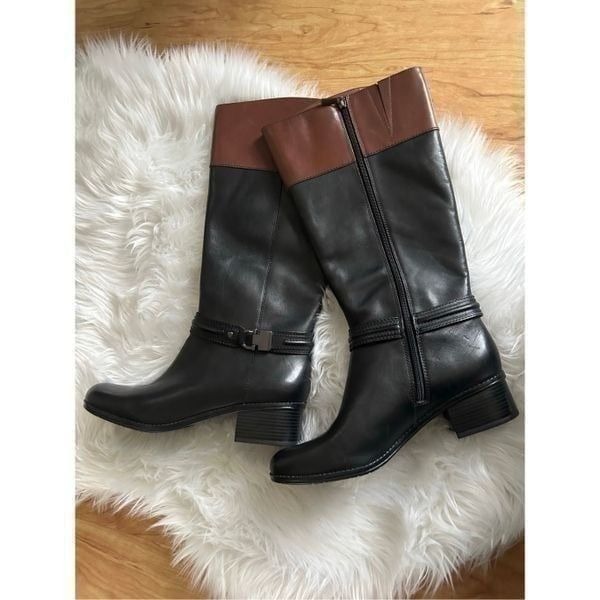 Bandolino riding boots black and brown leather size 10