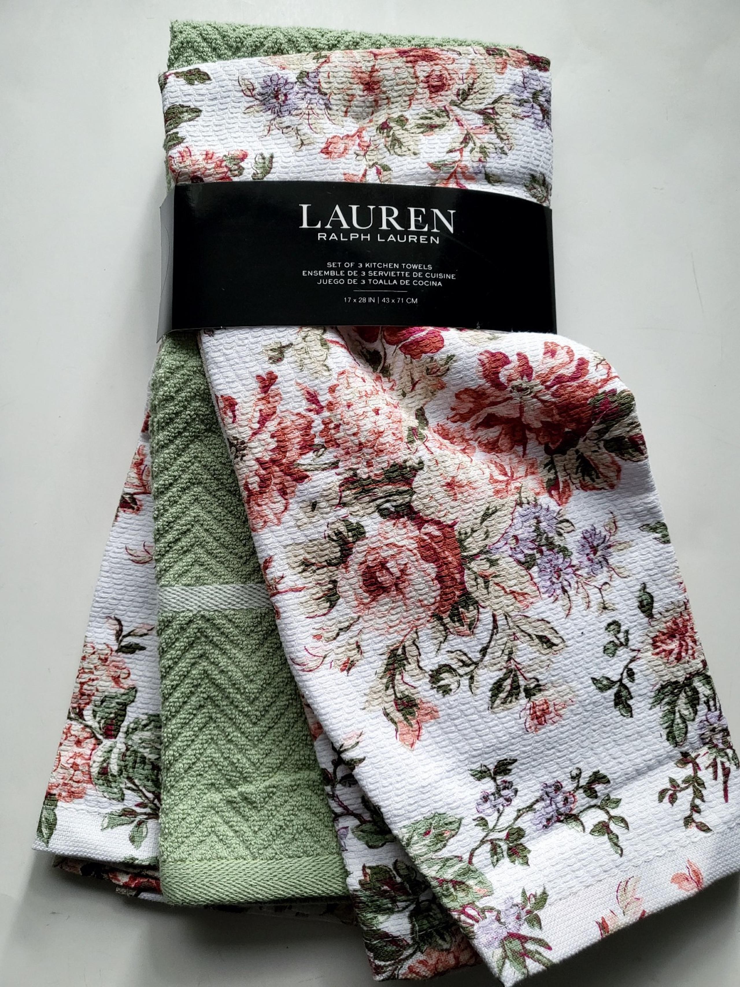Ralph Lauren set of 3 kitchen towels cotton floral print