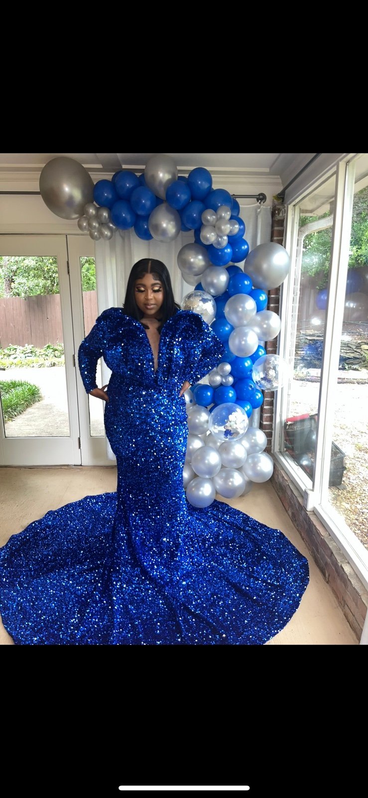 Blue sequin prom dress